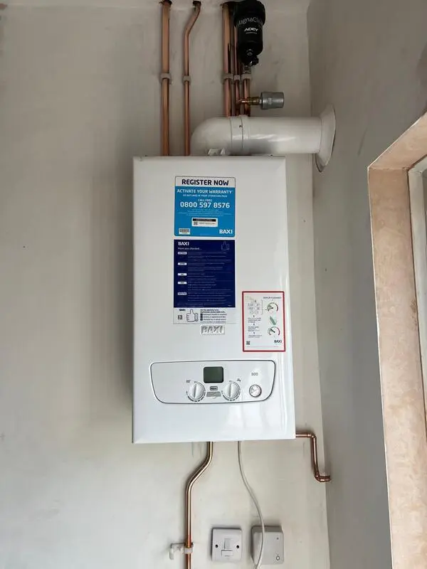 Baxi 800 boiler installation with MagnaClean filter and copper pipework