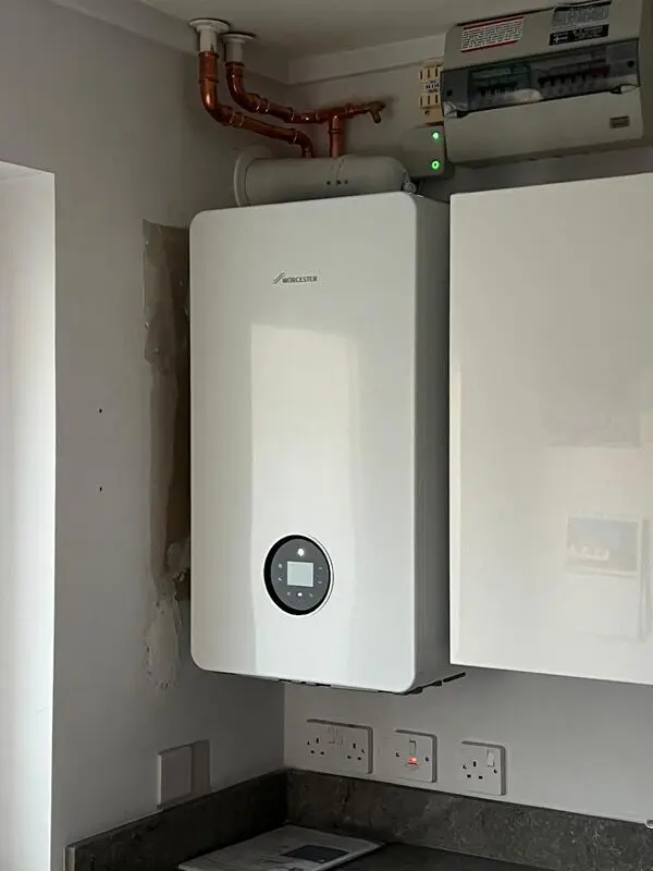Worcester Bosch Greenstar boiler installed in utility room with smart controls