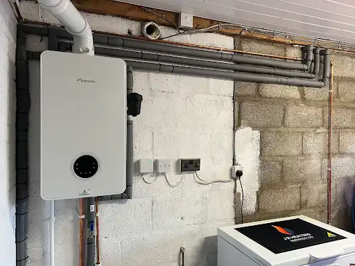 Copper pipework installation for central heating system