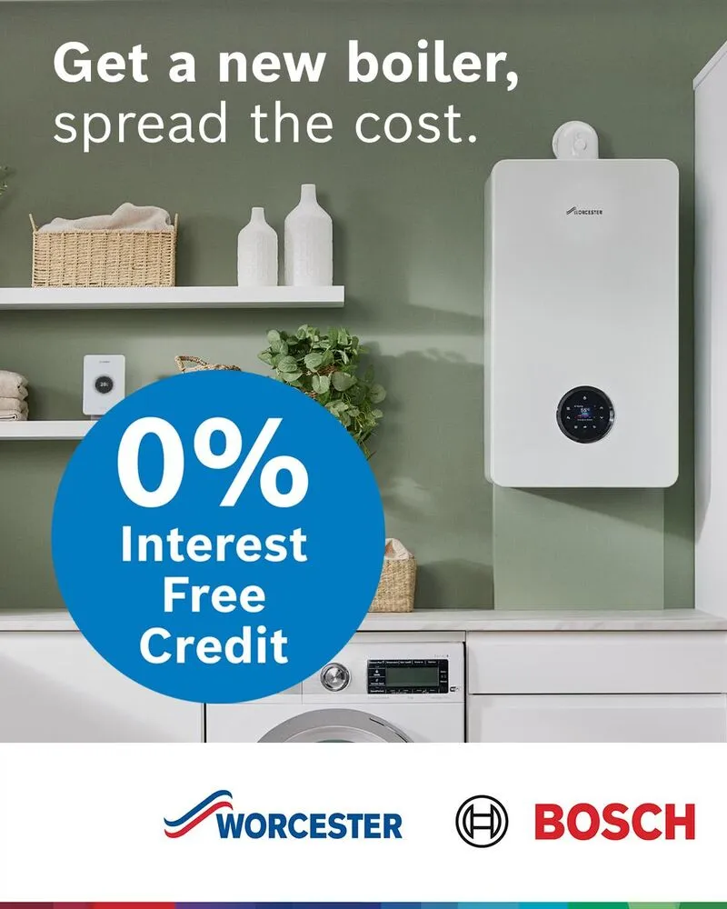 Get a new Worcester Bosch boiler with 0% interest free credit — available in Barry and South Wales