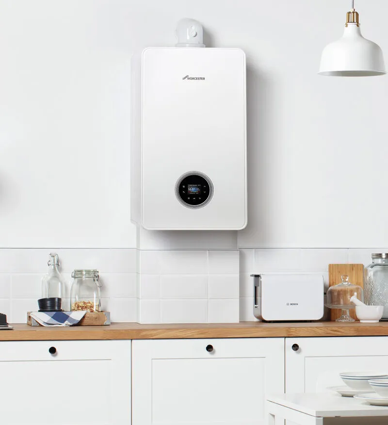 Worcester Bosch Greenstar 4000 combi boiler installed in a modern kitchen in Barry, Vale of Glamorgan